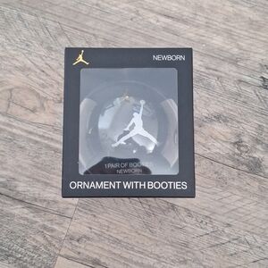 Air Jordan Logo Christmas Ornament & Black Booties, Gold Jumpman Logo